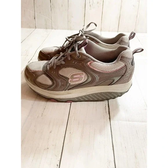 Skechers Shape Ups Womens Size 8.5 Grey/Pink - Picture 2 of 9